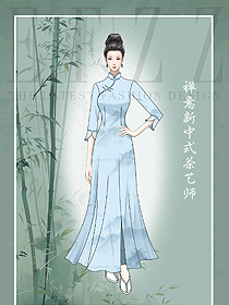 新中式穿搭-詮釋古香古色的東方美學(xué)山水畫旗袍設(shè)計圖