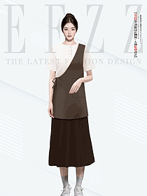 圍裙女餐飲罩衣奶茶店日式馬夾款女服務(wù)員制服設(shè)計圖
