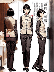 酒店新中式國風撞色立領盤扣襯衫女服務員制服設計圖