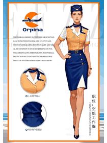 云端優(yōu)雅，橙藍(lán)交織展制服空姐風(fēng)采