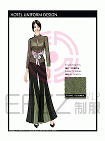 酒店中餐服務員制服設計效果圖1194